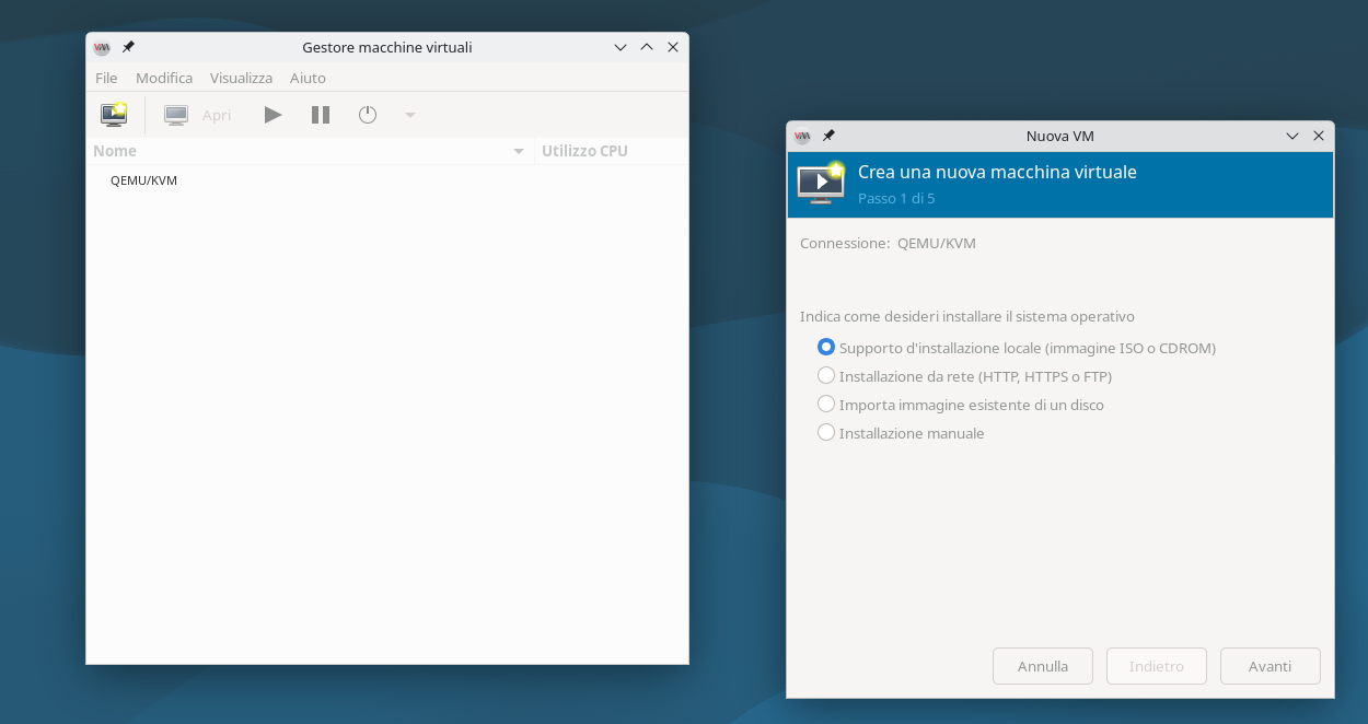 Gestore macchine virtuali virt-manager